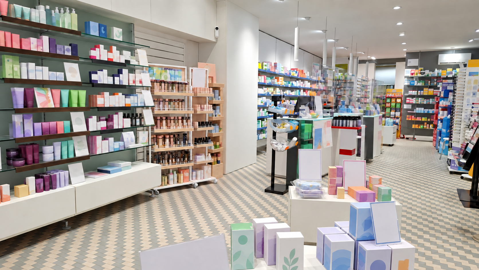 Interno luminoso della Farmacia Nigri